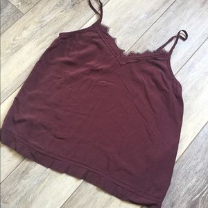 Abercrombie & Fitch maroon tank with lace edging!